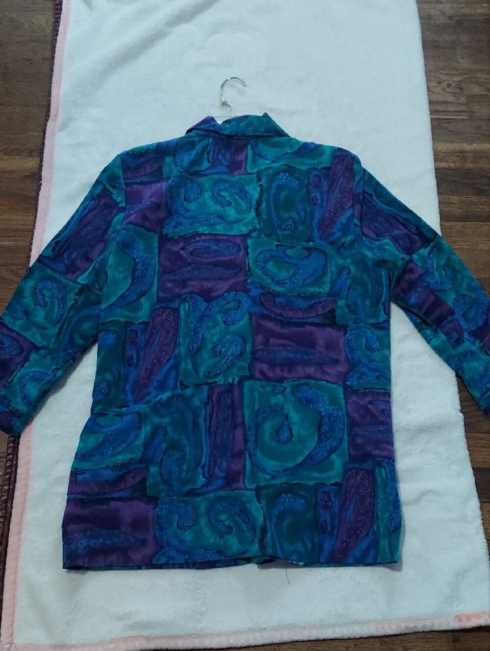 5 for $10 M&M Womens Teal & Purple Abstract Blazer Jacket - Picture 6 of 8